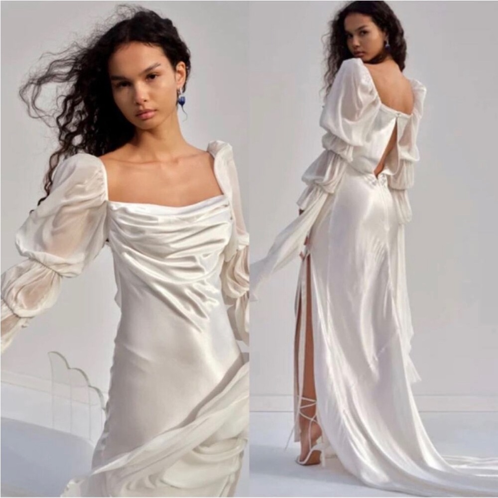 NWT For Love and Lemons X Revolve Willow Bridal Gown Long Dress White Size Large - Picture 14 of 14